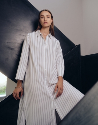 Striped Shirt Midaxi Dress