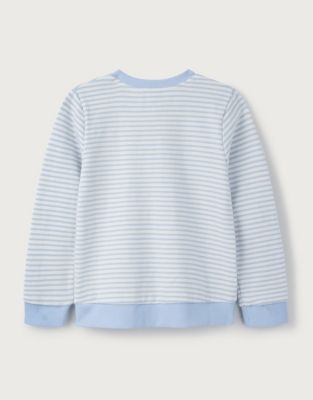 Blue and white online striped sweatshirt