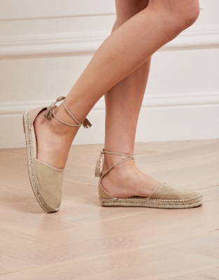 Suede Ankle Tie Flat Espadrilles | All 