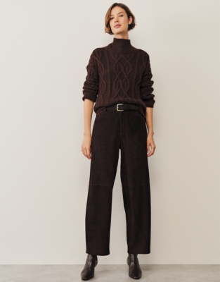 Suede Barrel Pants