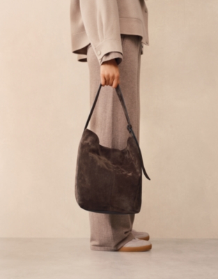 Suede Belt Handle Tote Bag