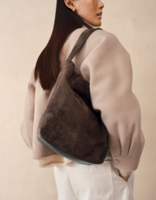 Suede Belt Handle Tote Bag