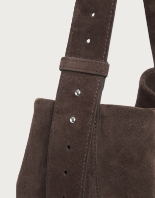 Suede Belt Handle Tote Bag