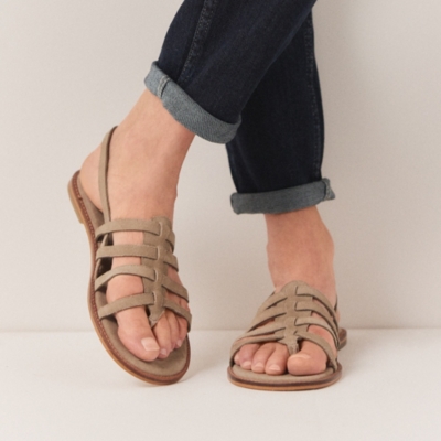 Suede Caged Flat Sandals