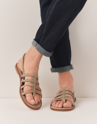 Suede Caged Flat Sandals