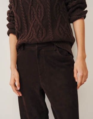 Suede Carrot Ankle Grazer Trousers