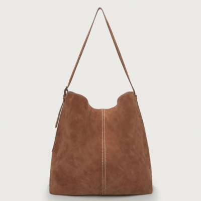 Suede Carry All Contrast Stitch Tote