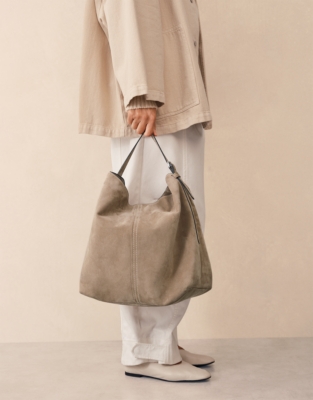Suede Carry All Contrast Stitch Tote