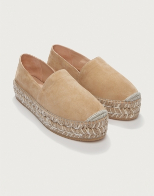 Suede Contrast Flatform Espadrille