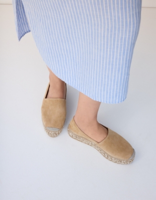 Suede Contrast Flatform Espadrille