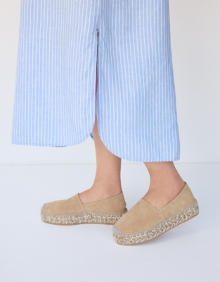 Suede Contrast Flatform Espadrille