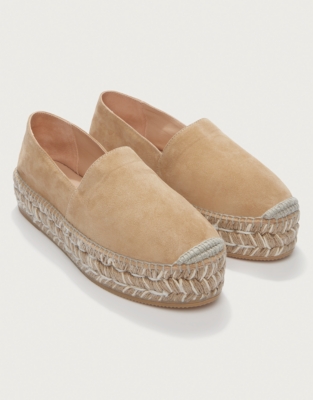 Suede Contrast Flatform Espadrille