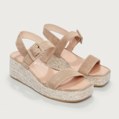 Suede Contrast Wedge Espadrille Sandal