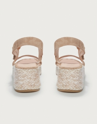 Suede Contrast Wedge Espadrille Sandal