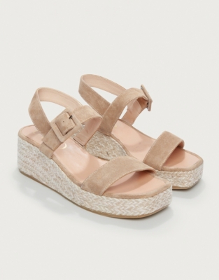 Suede Contrast Wedge Espadrille Sandal