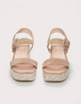 Suede Contrast Wedge Espadrille Sandal