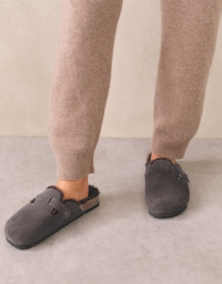 Suede Corkbed Mule Slipper - Chocolate