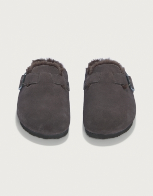 Suede Corkbed Mule Slipper - Chocolate