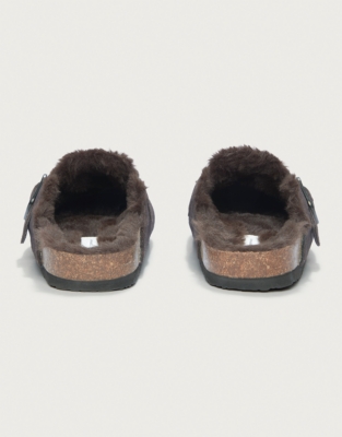 Suede Corkbed Mule Slipper - Chocolate
