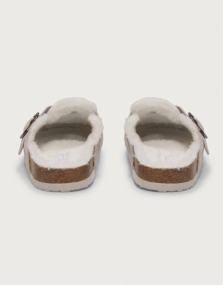 Suede Corkbed Mule Slippers - Pale Gray