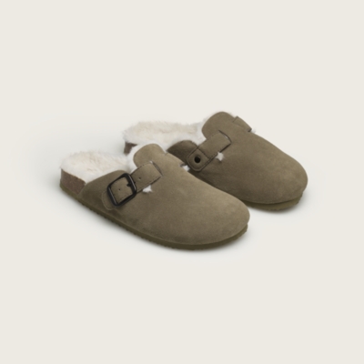 Suede Corkbed Mule Slippers