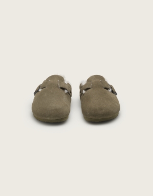 Suede Corkbed Mule Slippers