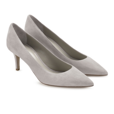 pale grey suede court shoes