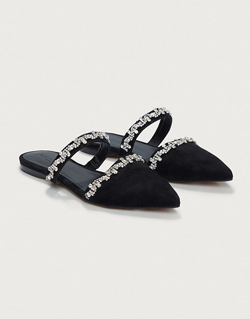 Suede Double-Jewel Mules | Accessories Sale | The White Company UK