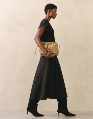 Suede Drawstring Clutch