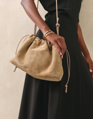 Suede Drawstring Clutch