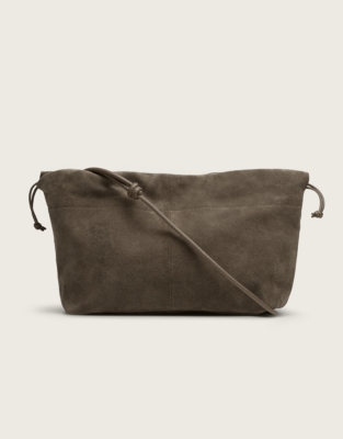 Suede Drawstring Clutch - Milk Chocolate