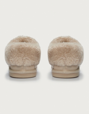 Suede Fur Trim Boot Slippers