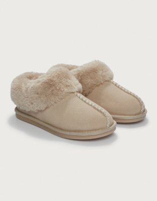 Suede Fur Trim Boot Slippers