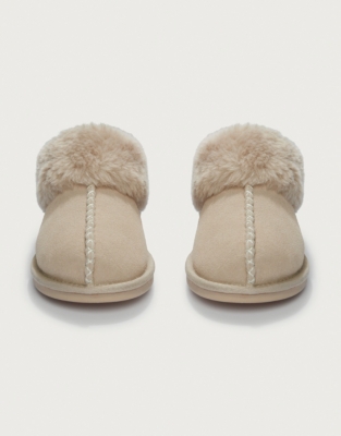 Suede Fur Trim Boot Slippers