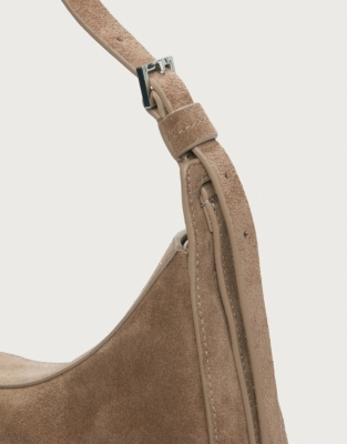 Suede Half Moon Shoulder Bag