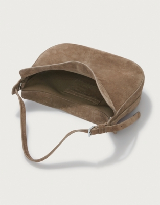 Suede Half Moon Shoulder Bag
