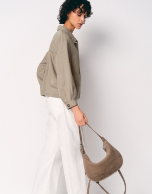 Suede Half Moon Shoulder Bag