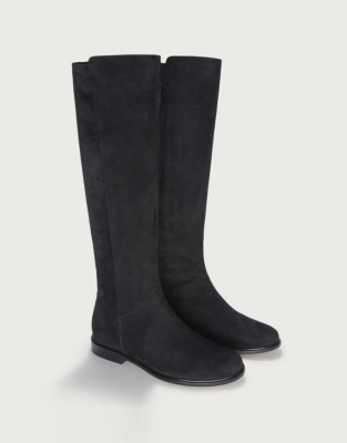 Long flat suede outlet boots