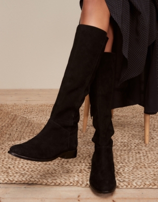 Suede HighLeg Stretch Boots All Clothing Sale The White Company US