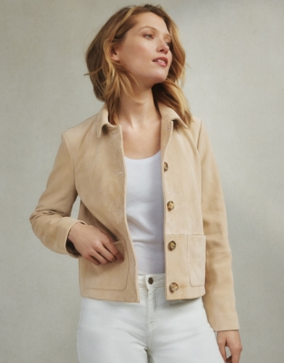 Women's short hot sale suede jacket