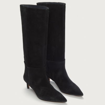 Suede Low Heel High Leg Pointed Boot