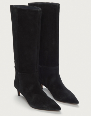 Suede Low Heel High Leg Pointed Boot