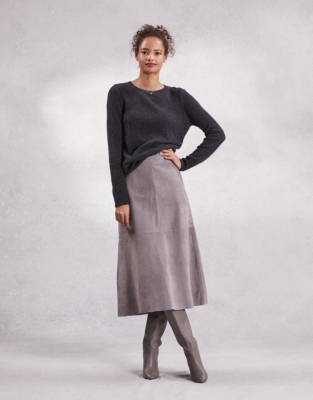 grey suede skirt