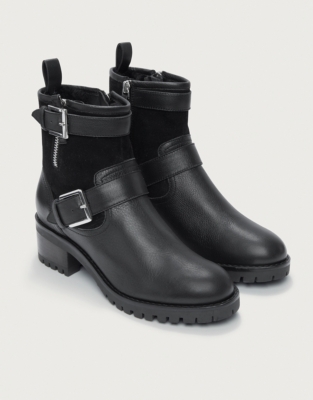 Suede-Mix Shearling Biker Boots | All Clothing Sale | The White Company US