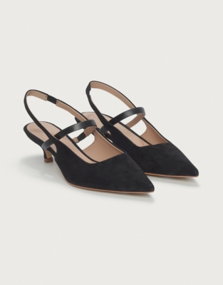 Suede Pointed Kitten Heel Slingbacks