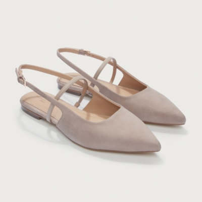 Suede Pointed Slingback Flat Shoe