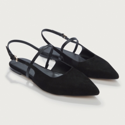 Suede Pointed Slingback Flat Shoe