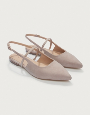Suede Pointed Slingback Flat Shoe - Neutral
