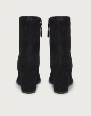 Suede Pointed Wedge Ankle Boots