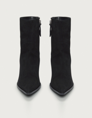 Suede Pointed Wedge Ankle Boots